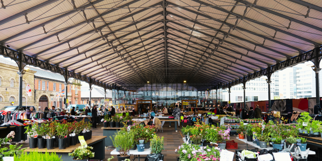 Preston Outdoor Market A view of Preston Markets' canopy from Lancaster Road