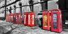 Row of red phone boxes