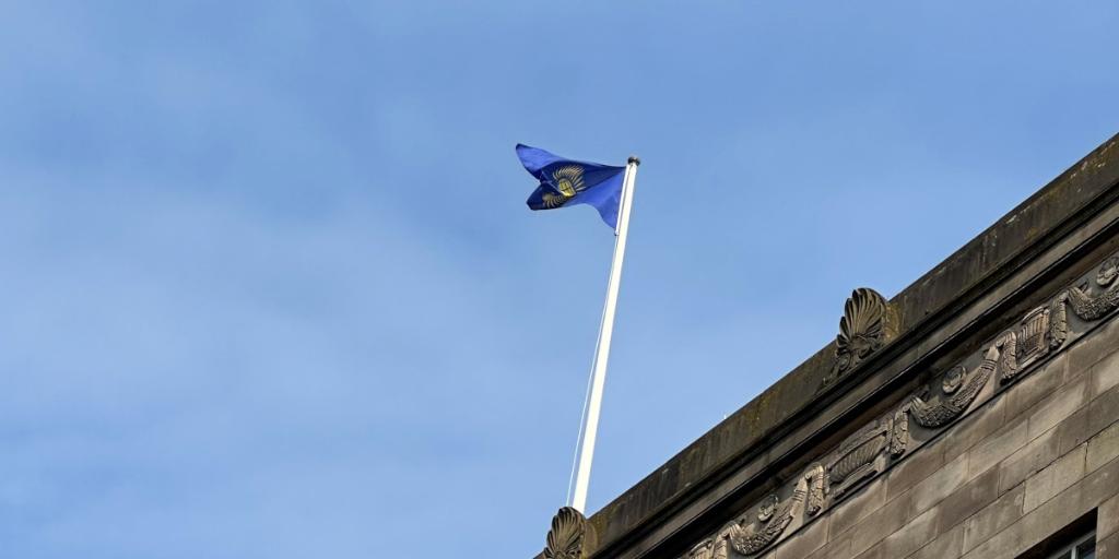 Commonwealth Flag flying above Town Hall Commonwealth Flag flying above Town Hall