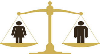 Gender icons at an equal level on weighting scales