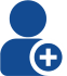Person with a plus icon at the side