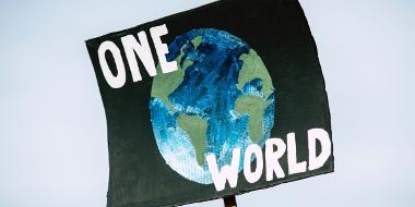 Earth with words one world